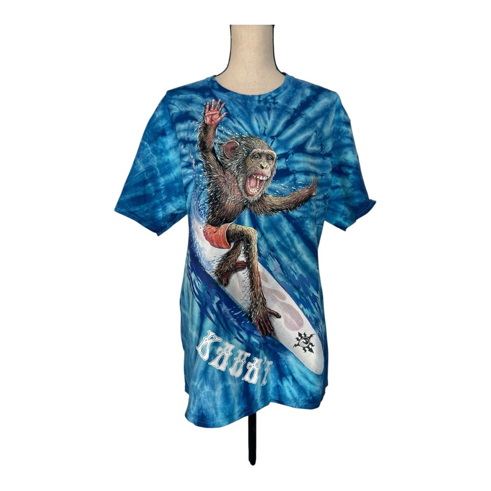 Fruit of the Loom Blue Tie-Dye T-Shirt Size L